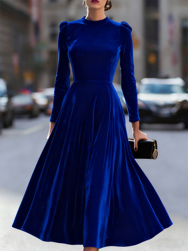 Rochie midi de lux cu mâneci lungi din catifea