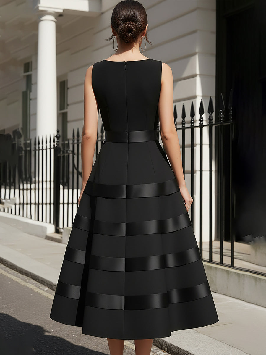 Rochie maxi fără mâneci cu talie definită