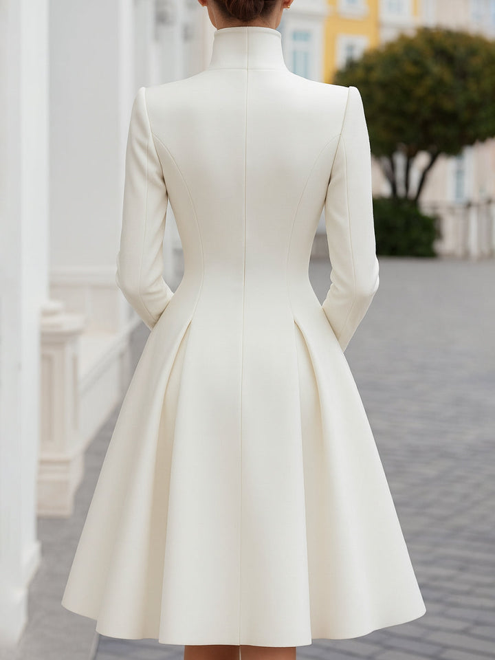 Rochie-Palton Elegantă, Tip Cloș, cu Două Rânduri de Nasturi