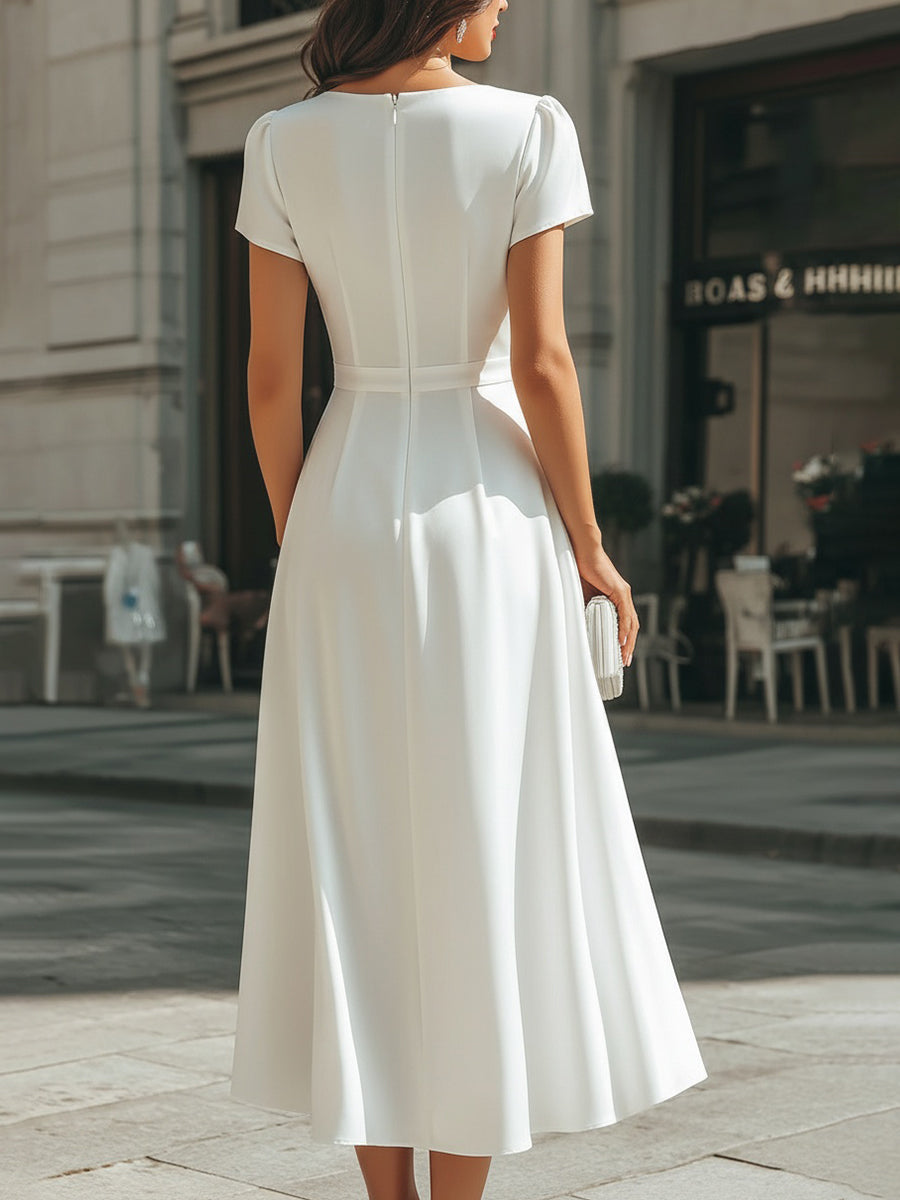 Rochie Midi Asimetrică cu Drapat