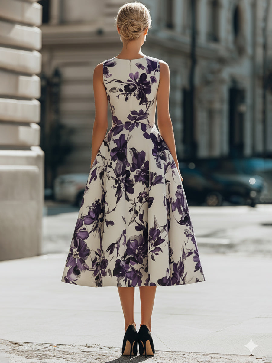 Rochie midi fără mâneci cu imprimeu floral