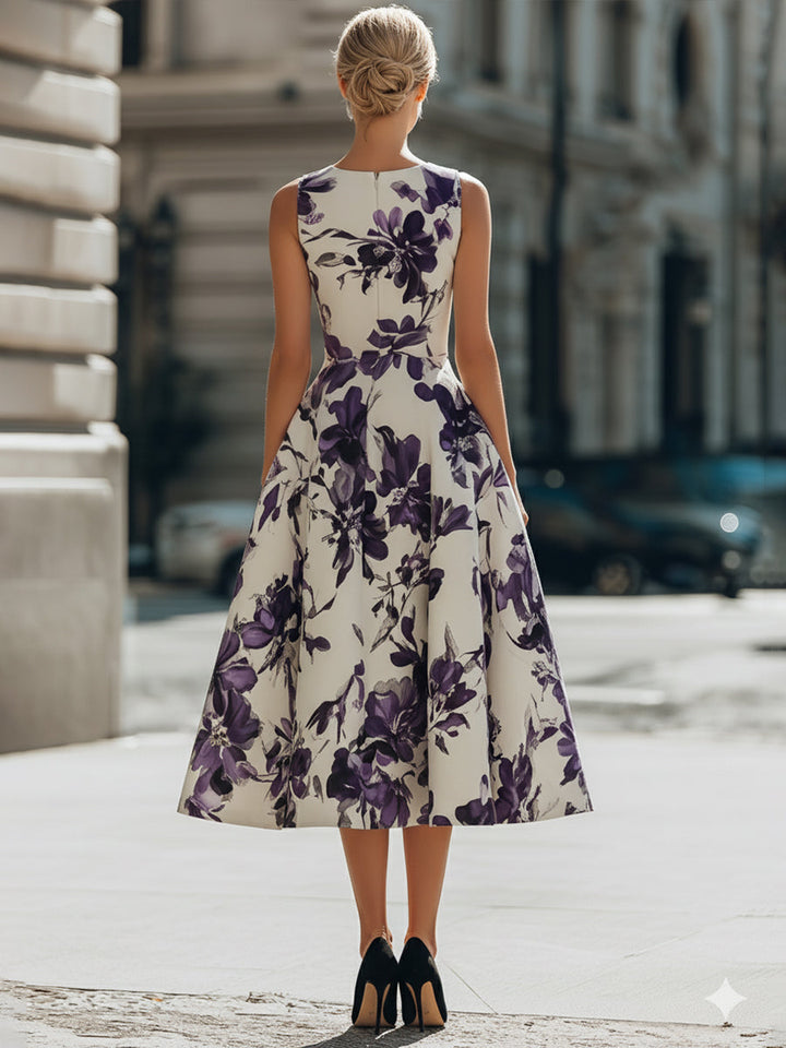 Rochie midi fără mâneci cu imprimeu floral