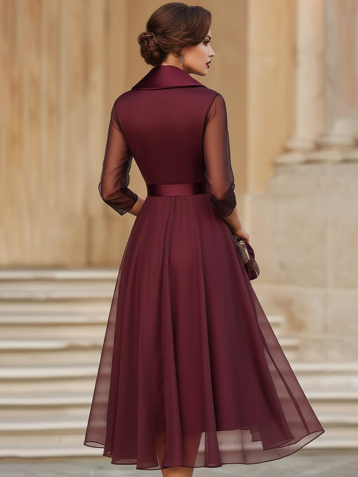 Rochie midi elegantă cu mâneci transparente