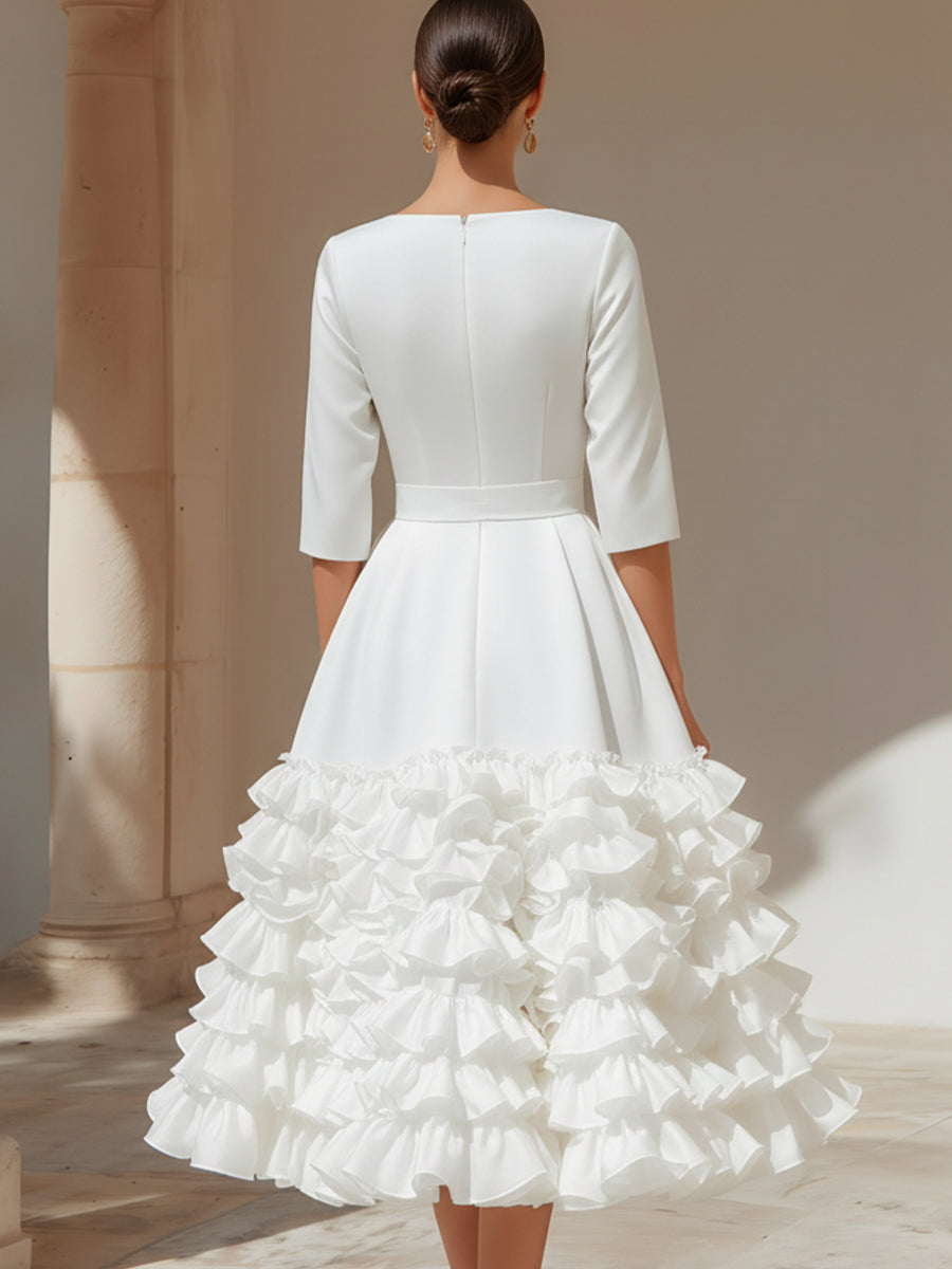 Rochie midi cu volan și curea