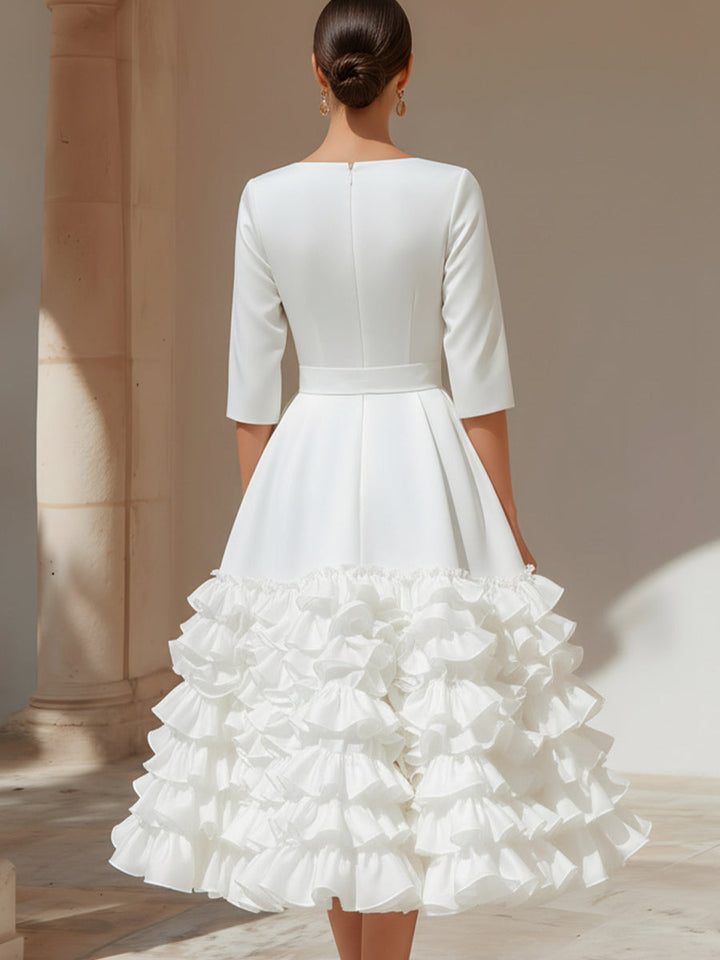 Rochie midi cu volan și curea
