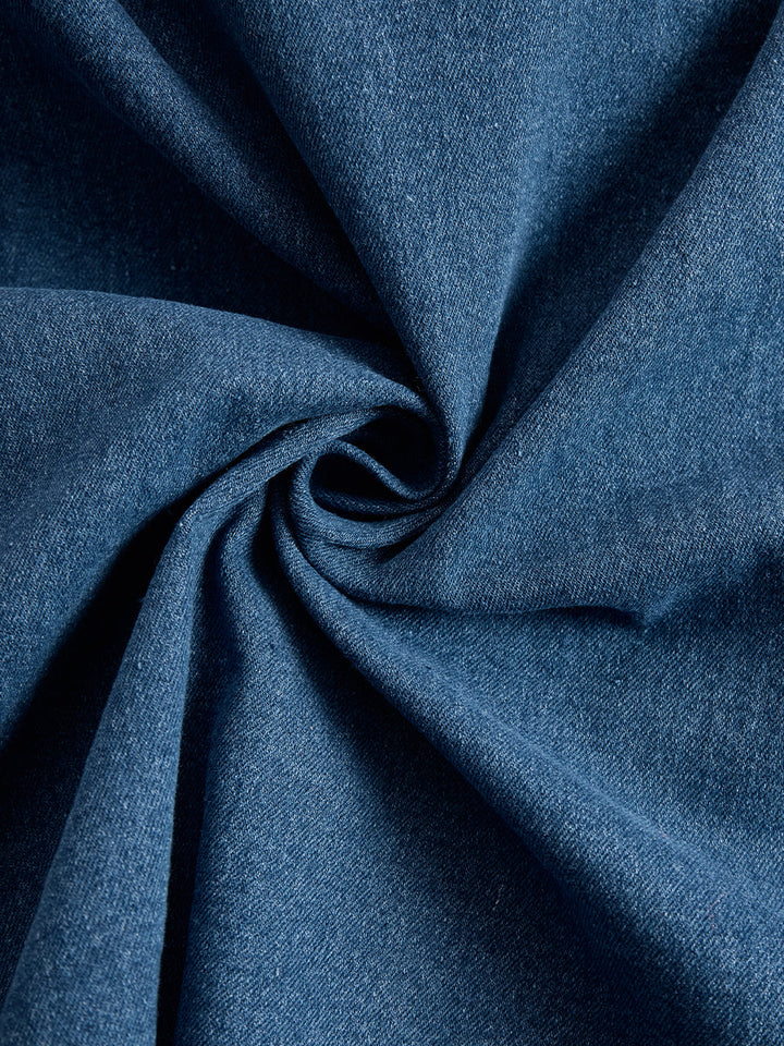 Rochie midi elegantă din denim cu fermoar și curea