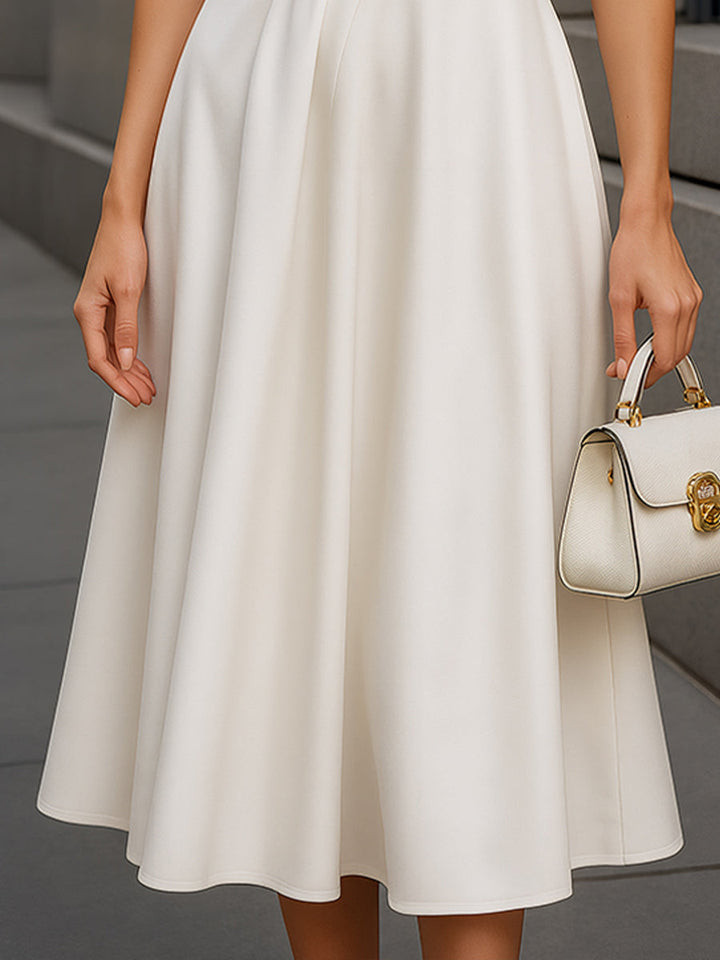 Rochie midi elegantă tip A, fără mâneci