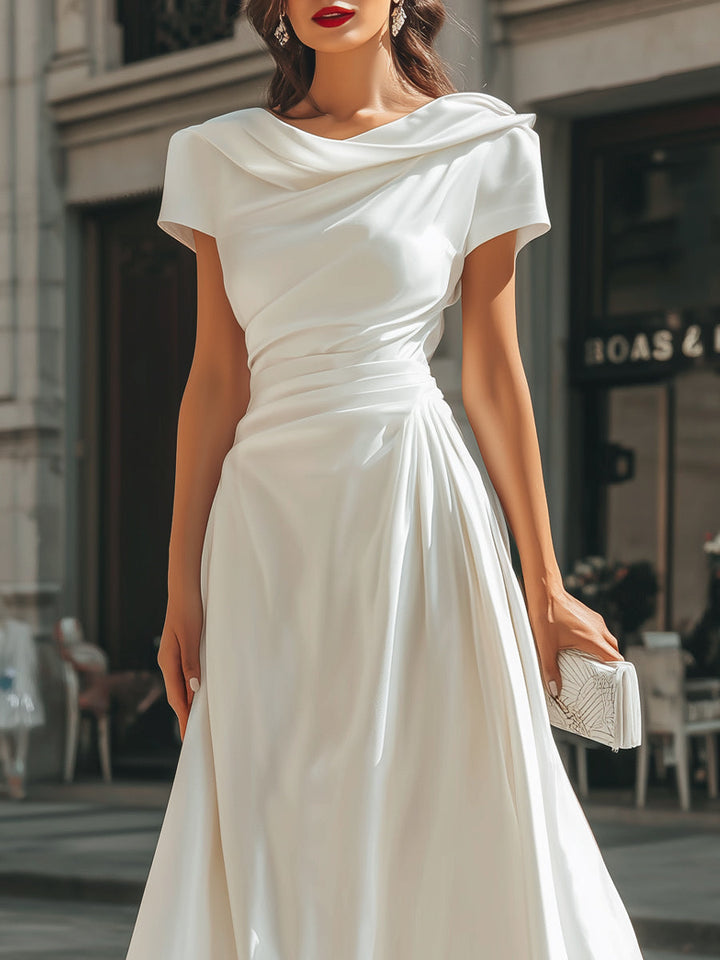 Rochie Midi Asimetrică cu Drapat