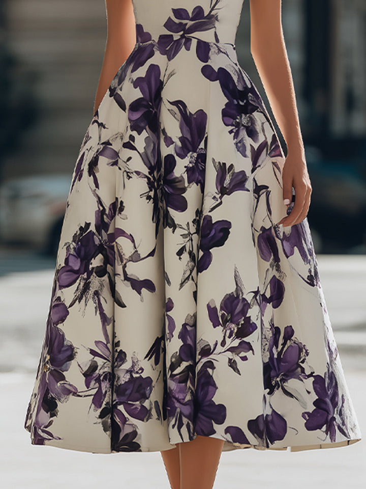 Rochie midi fără mâneci cu imprimeu floral