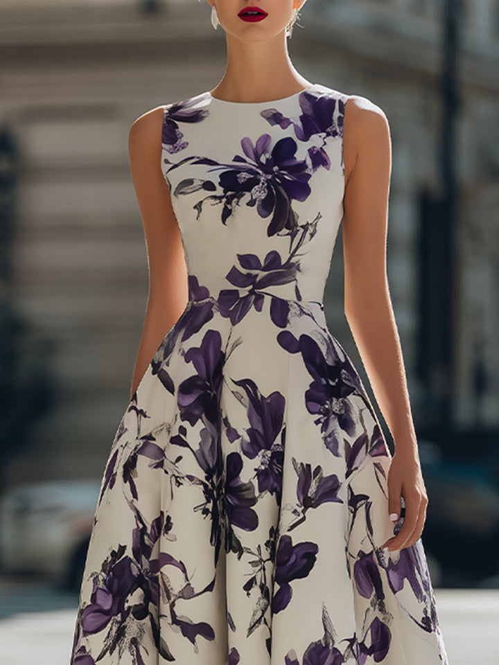 Rochie midi fără mâneci cu imprimeu floral