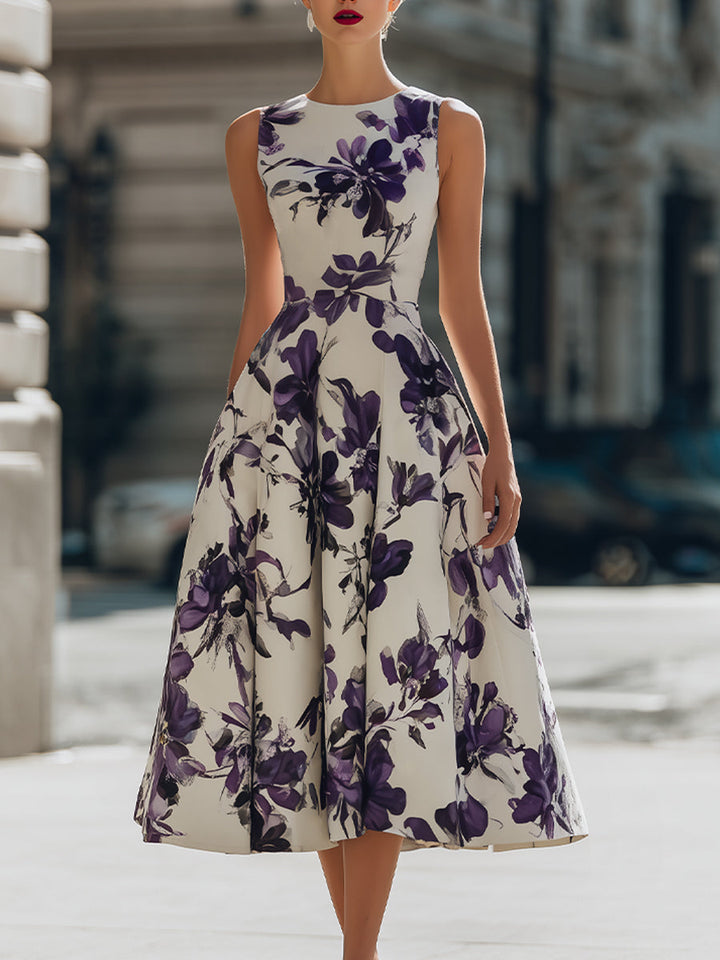 Rochie midi fără mâneci cu imprimeu floral