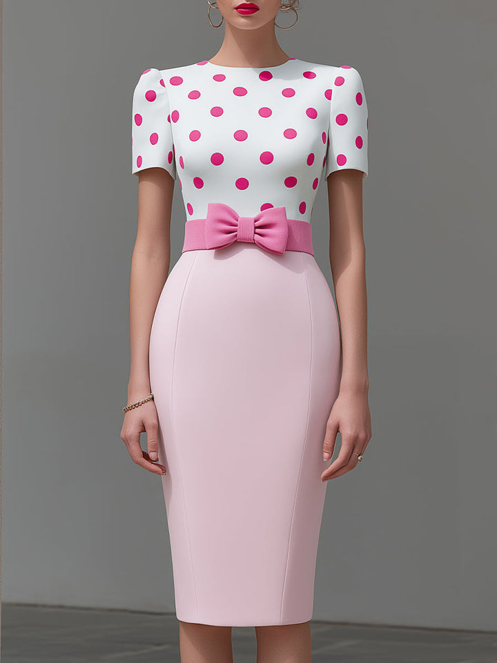 Rochie midi cu fundă și buline