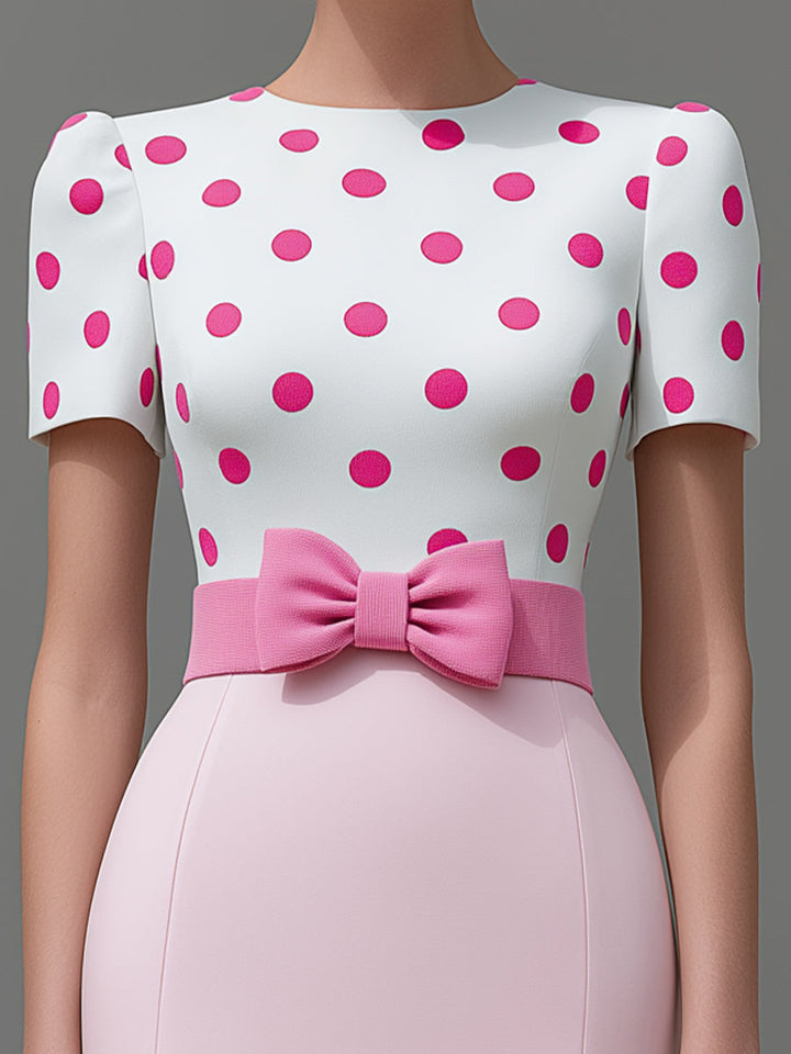 Rochie midi cu fundă și buline