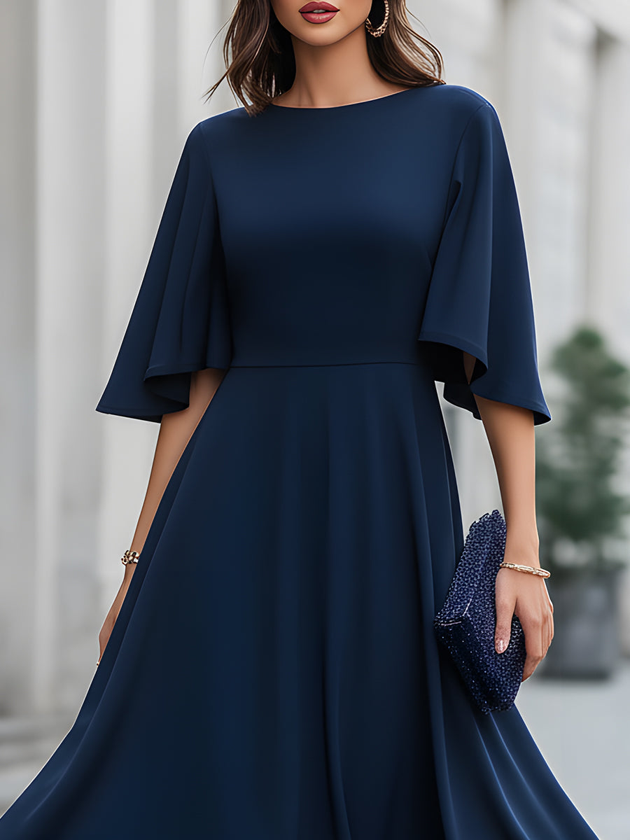Rochie midi cu mâneci clopot și glugă