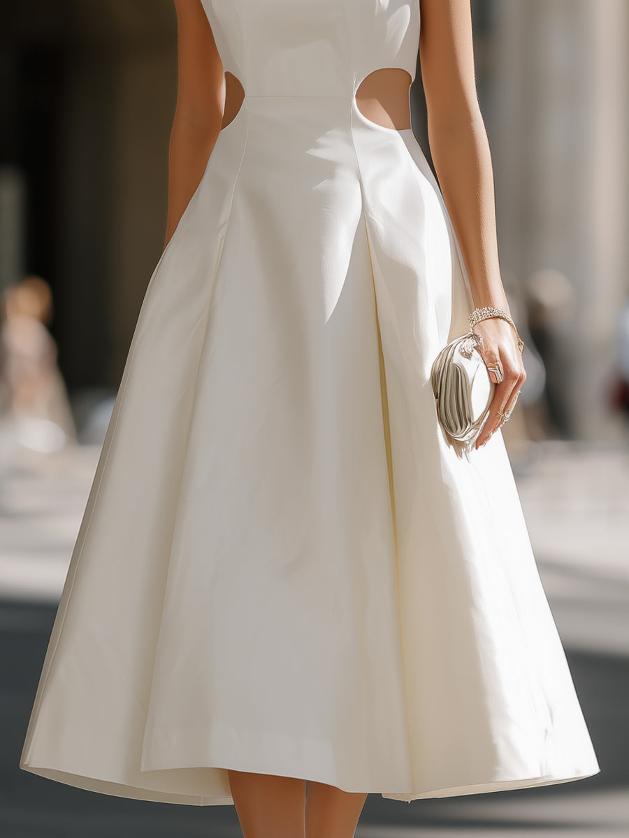 Rochie midi A-line cu decupaje laterale