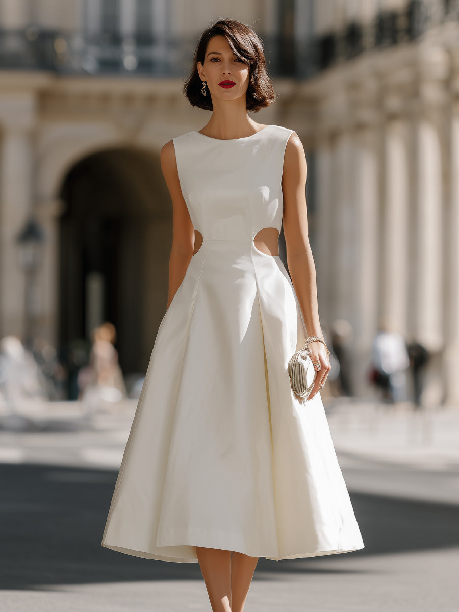 Rochie midi A-line cu decupaje laterale