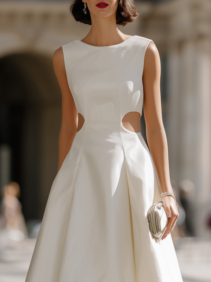 Rochie midi A-line cu decupaje laterale