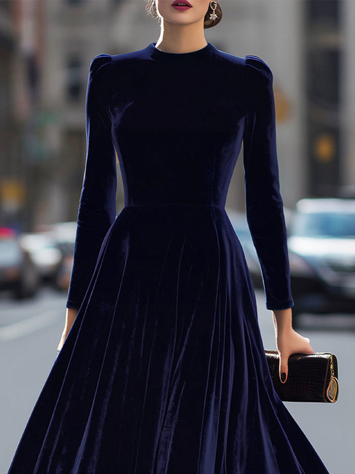 Rochie midi de lux cu mâneci lungi din catifea