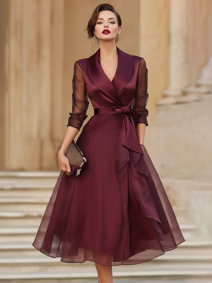 Rochie midi elegantă cu mâneci transparente