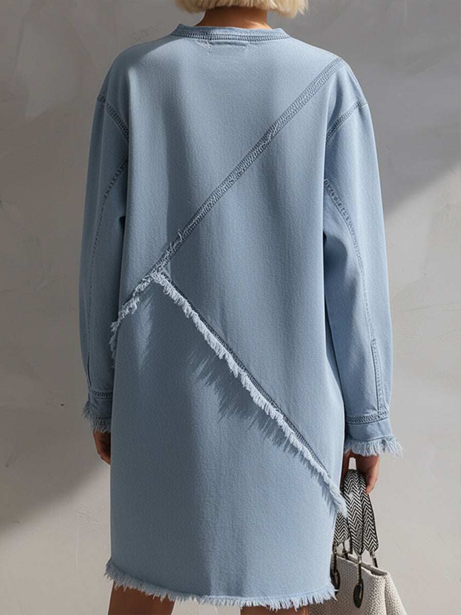 Rochie mini bleu deschis cu tiv neterminat