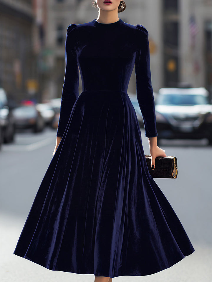 Rochie midi de lux cu mâneci lungi din catifea