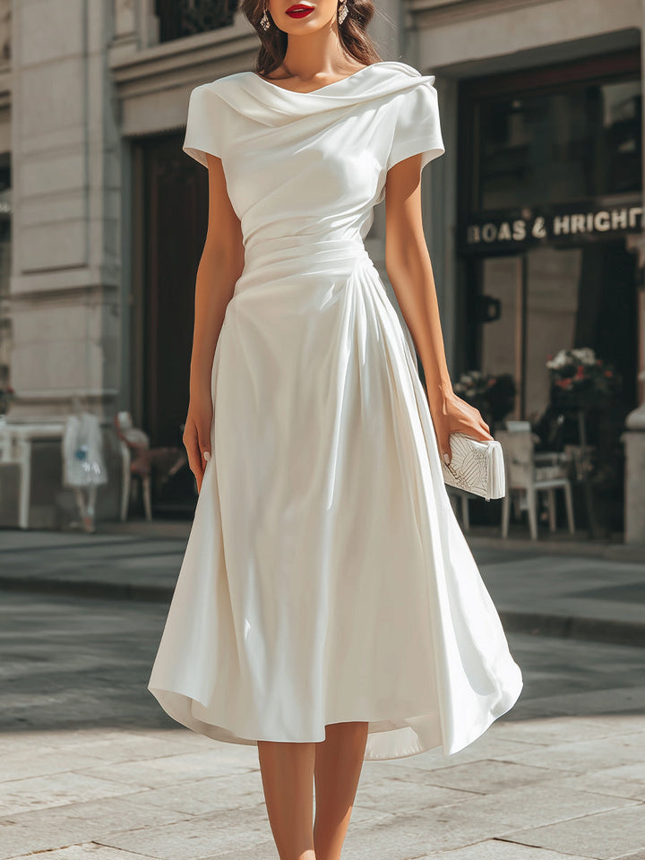 Rochie Midi Asimetrică cu Drapat