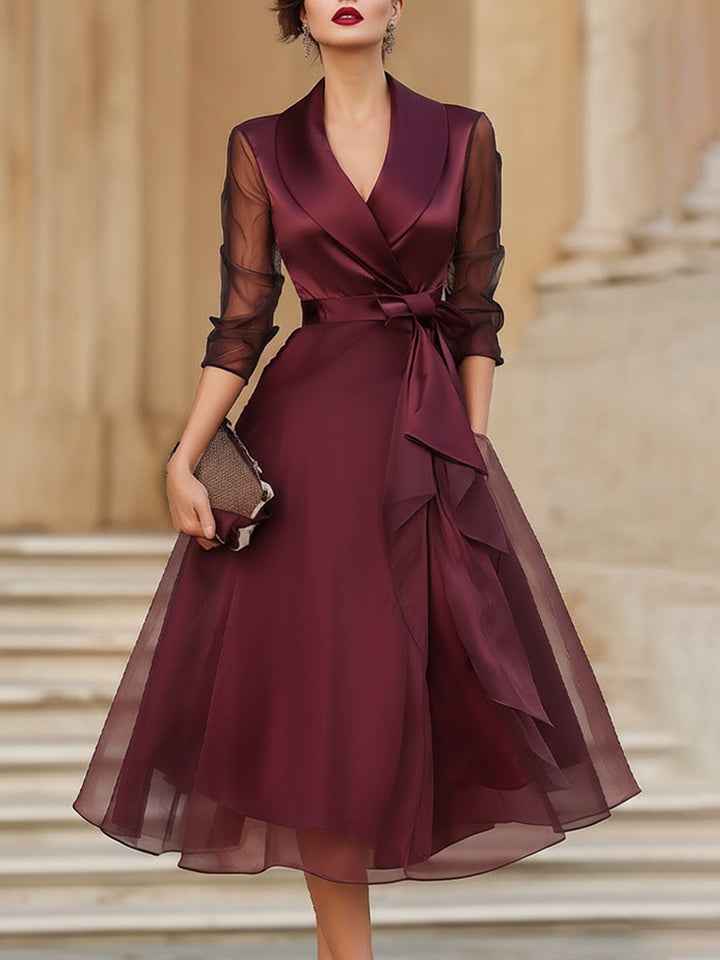 Rochie midi elegantă cu mâneci transparente