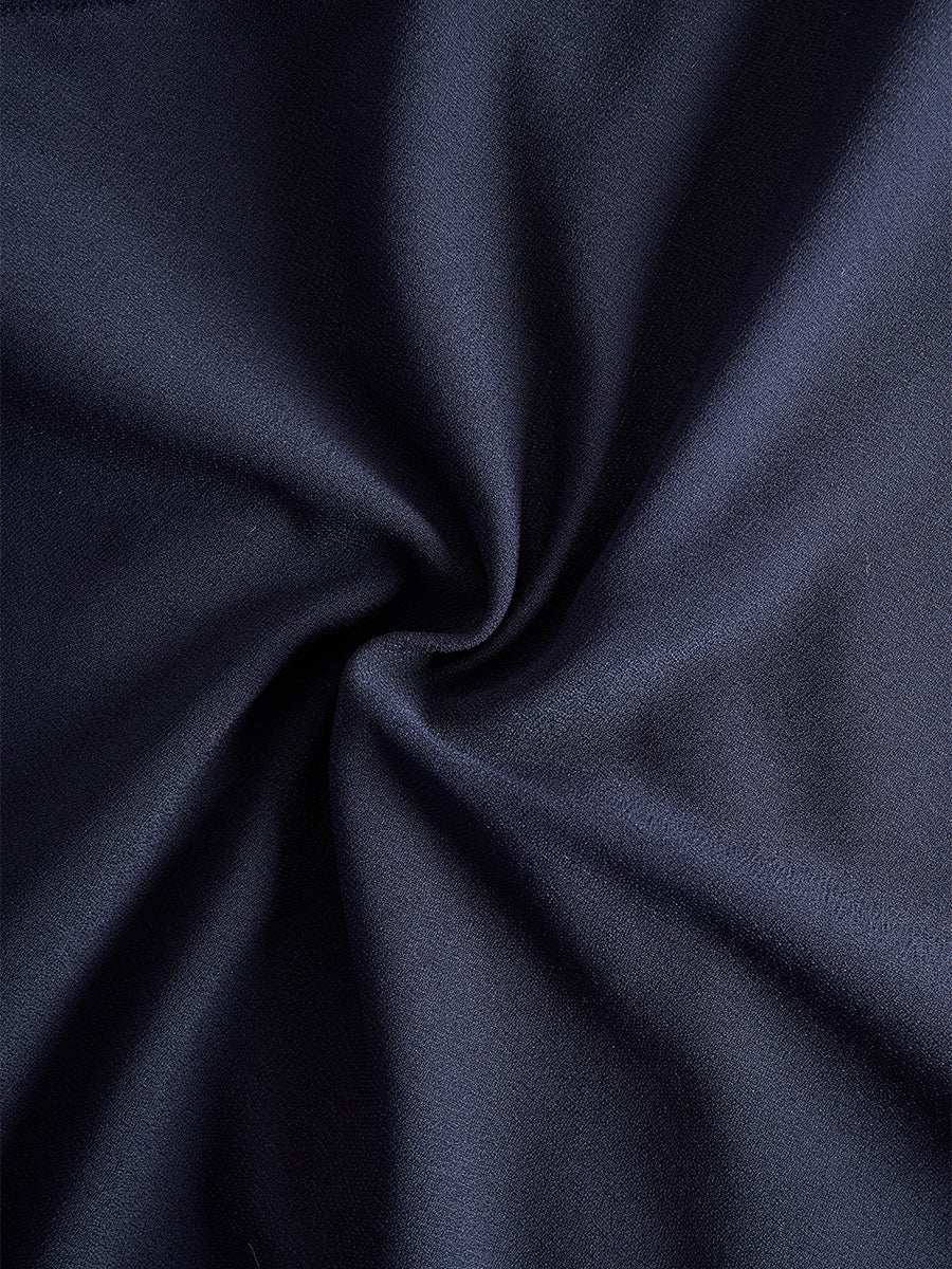 Rochie midi elegantă bleumarin, cu mâneci pelerină