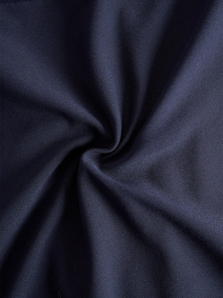 Rochie midi elegantă bleumarin, cu mâneci pelerină