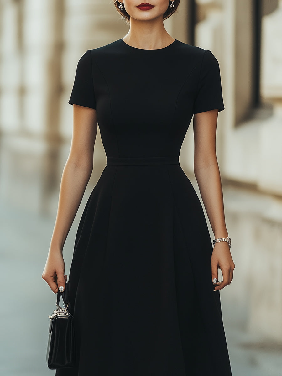 Eleganță clasică Rochie midi în formă de A
