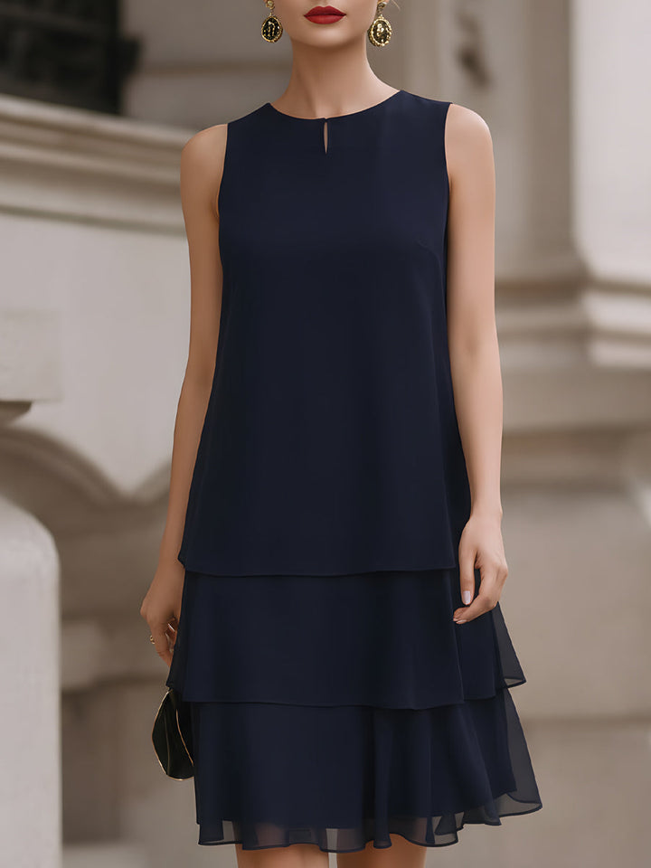 Rochie fără mâneci cu fustă stratificată din șifon