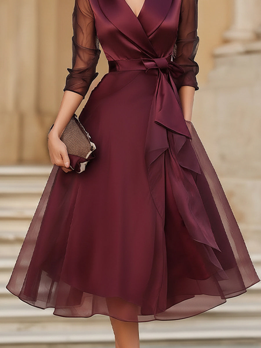 Rochie midi elegantă cu mâneci transparente