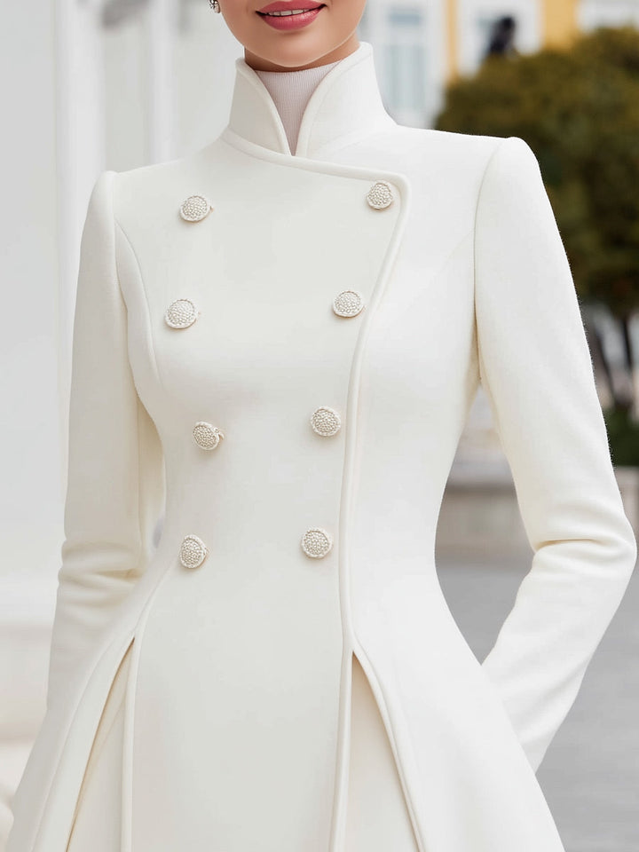 Rochie-Palton Elegantă, Tip Cloș, cu Două Rânduri de Nasturi