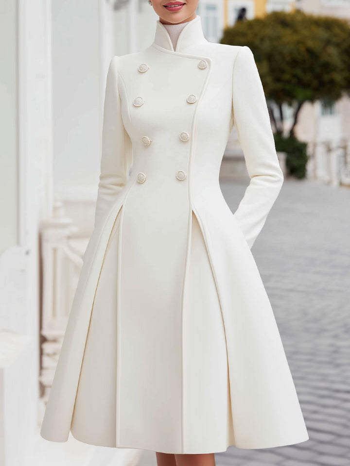 Rochie-Palton Elegantă, Tip Cloș, cu Două Rânduri de Nasturi