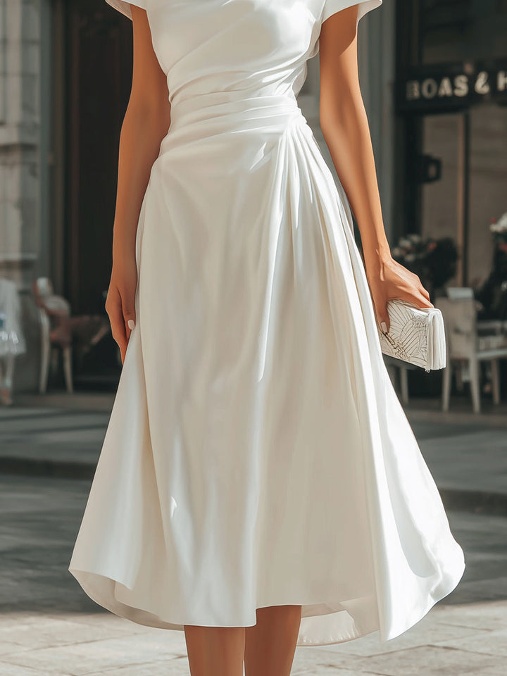 Rochie Midi Asimetrică cu Drapat
