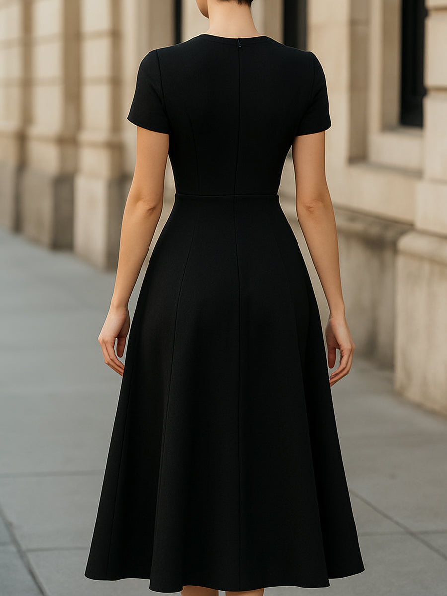 Eleganță clasică Rochie midi în formă de A