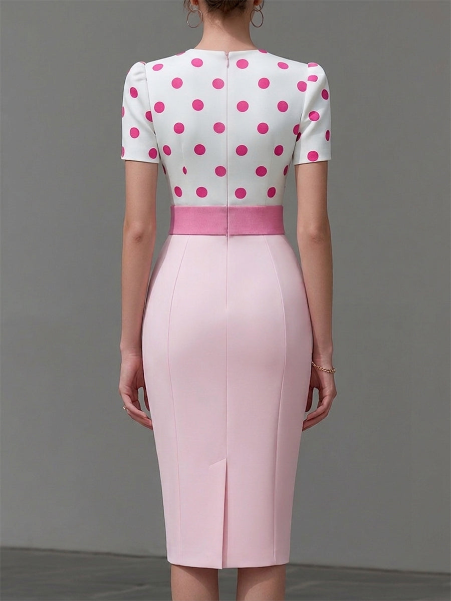 Rochie midi cu fundă și buline