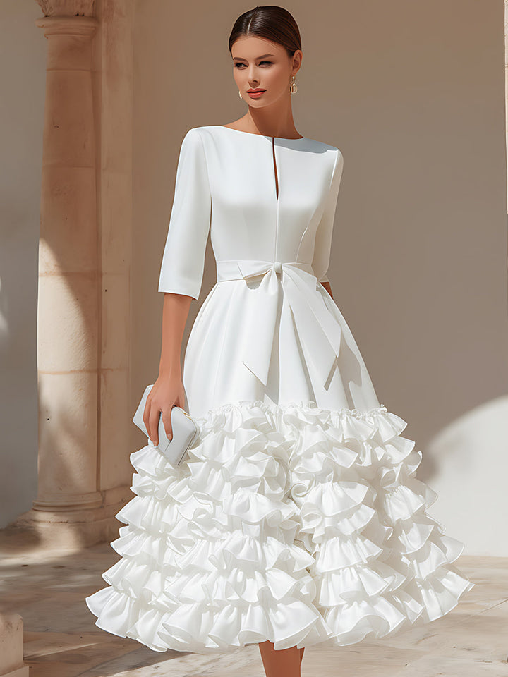 Rochie midi cu volan și curea