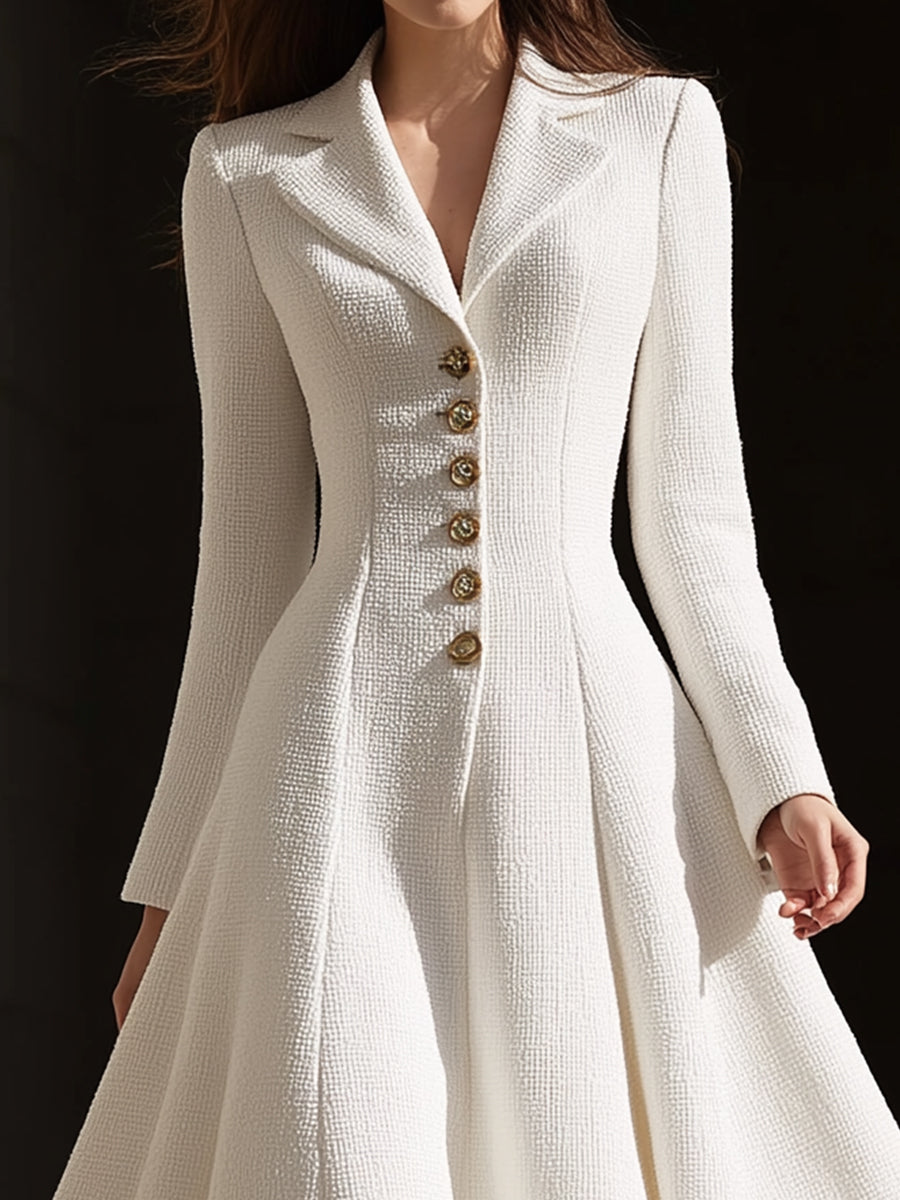 Rochie midi cu guler, de culoarea fildeșului