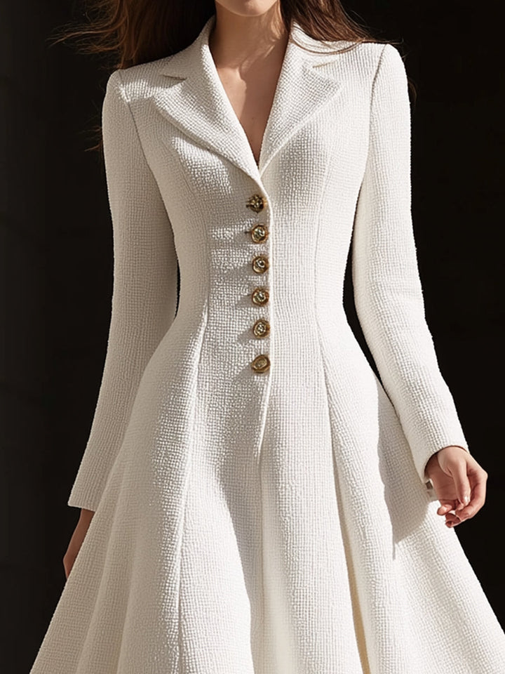 Rochie midi cu guler, de culoarea fildeșului