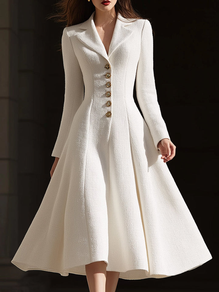 Rochie midi cu guler, de culoarea fildeșului