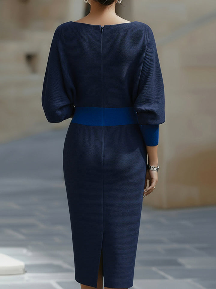 Rochie Midi Albă Drapată cu Mâneci Lărgite